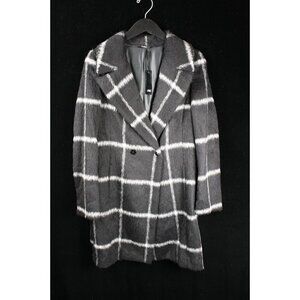 Carla G Women's Italian-Made Plaid Wool Blend Double-Breasted Coat in Charcoal &